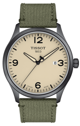 Tissot T Sport Chrono XL Beige Dial Khakhi Green Nylon Strap Watch for Men - T116.617.33.267.00 Buy Now By Tissot