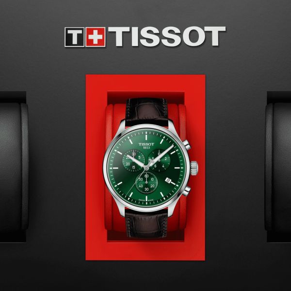 Tissot Chrono XL Chronograph Classic Green Dial Brown Leather Strap Watch For Men - T116.617.16.091.00 Buy Now By Tissot