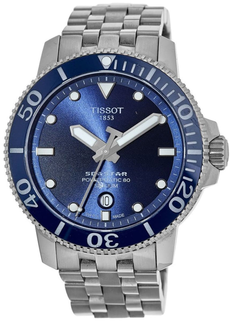 Tissot T Sport Seastar 1000 Powermatic Silicium Blue Dial Silver Steel Strap Watch For Men - T120.407.11.041.01 Buy Now By Tissot