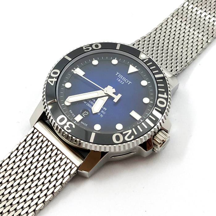 Tissot Seastar 1000 Powermatic 80 Blue Dial SIlver Mesh Bracelet Watch For Men - T120.407.11.041.02 Buy Now By Tissot