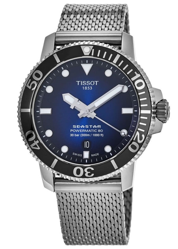 Tissot Seastar 1000 Powermatic 80 Blue Dial SIlver Mesh Bracelet Watch For Men - T120.407.11.041.02 Buy Now By Tissot