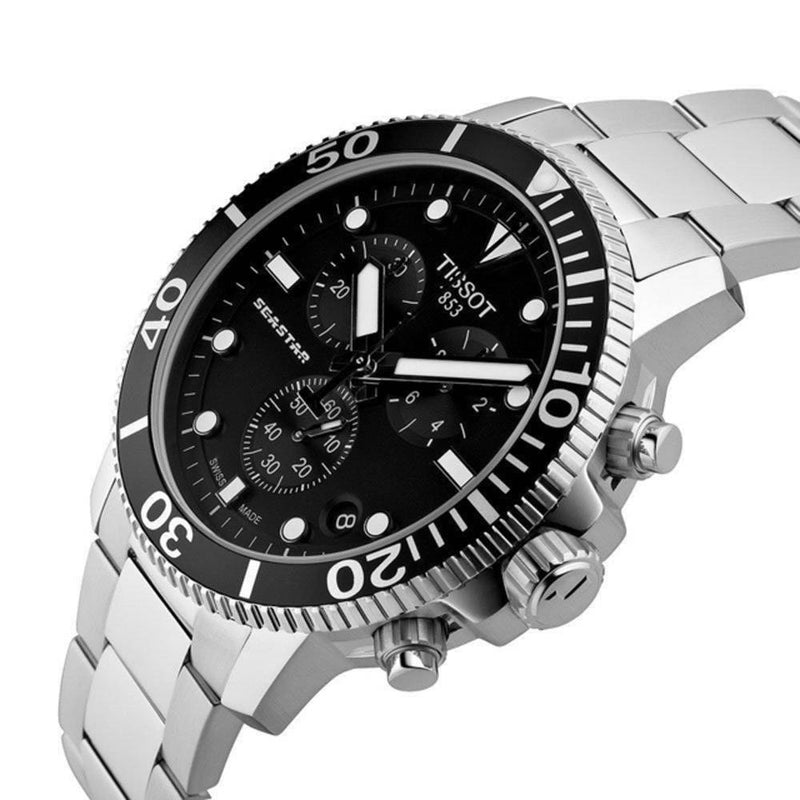Tissot Seastar 1000 Chronograph Black Dial Silver Steel Strap Watch For Men - T120.417.11.051.00 Buy Now By Tissot