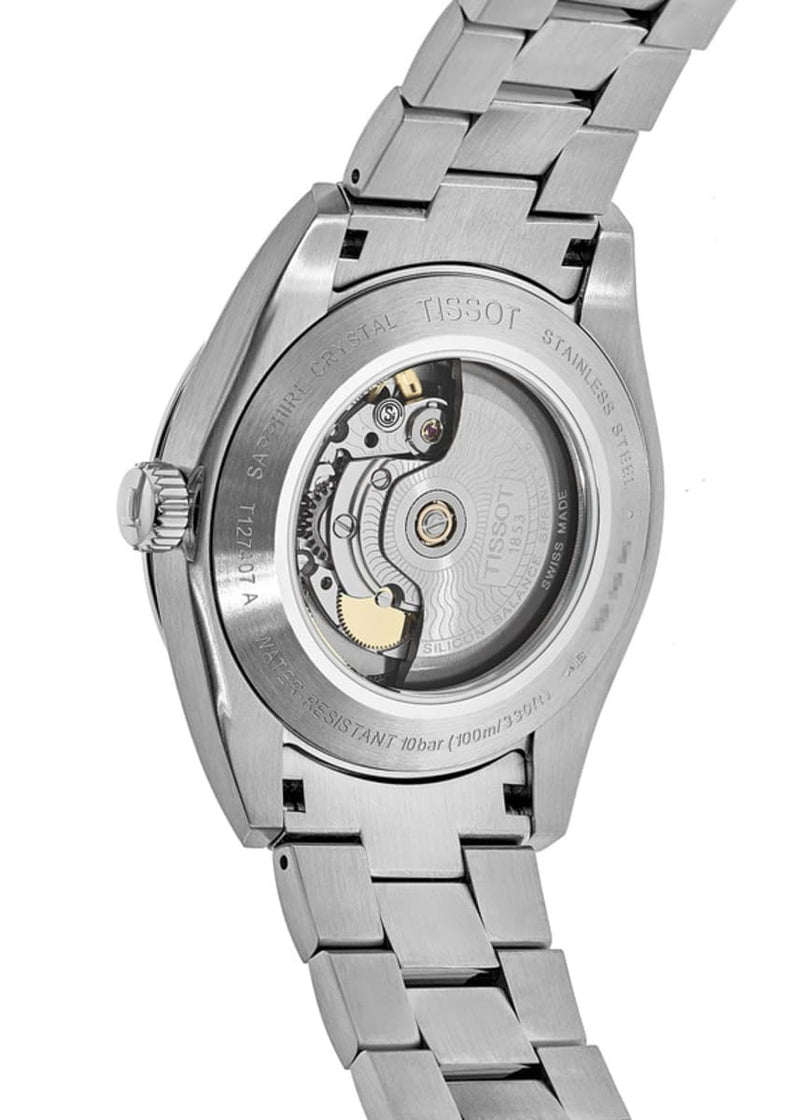 Tissot Gentleman Powermatic 80 Silicium Black Dial Silver Steel Strap Watch For Men - T127.407.11.061.01 Buy Now By Tissot