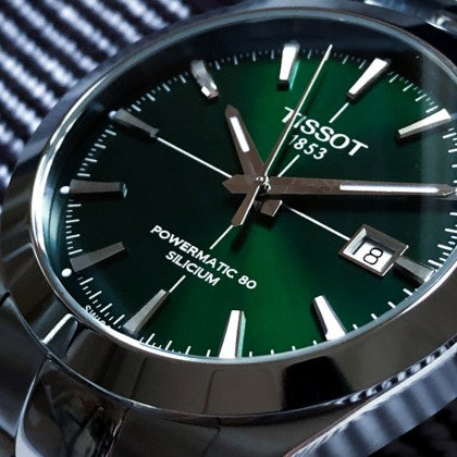 Tissot Gentleman Powermatic 80 Silicium Green Dial Silver Steel Strap Watch For Men - T127.407.11.091.01 Buy Now By Tissot