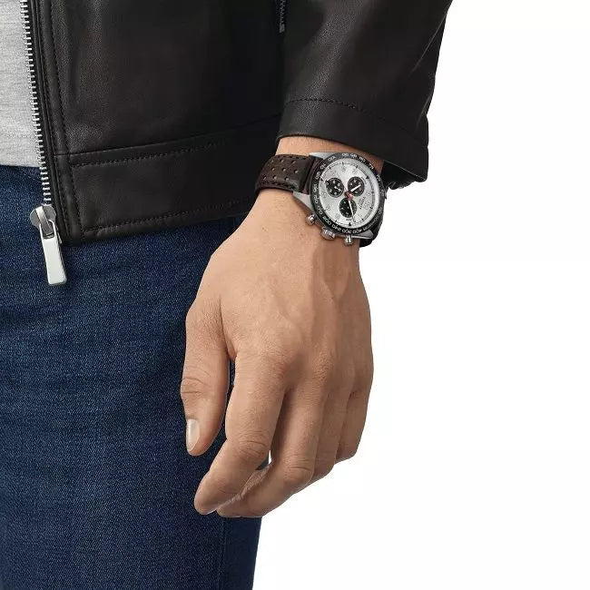 Tissot T Sport PRS 516 Chronograph Silver Dial Brown Leather Strap Watch for Men - T131.617.16.032.00 Buy Now By Tissot