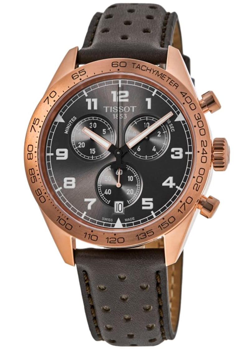Tissot T Sport PRS 516 Chronograph Grey Dial Grey Leather Strap Watch for Men - T131.617.36.082.00 Buy Now By Tissot
