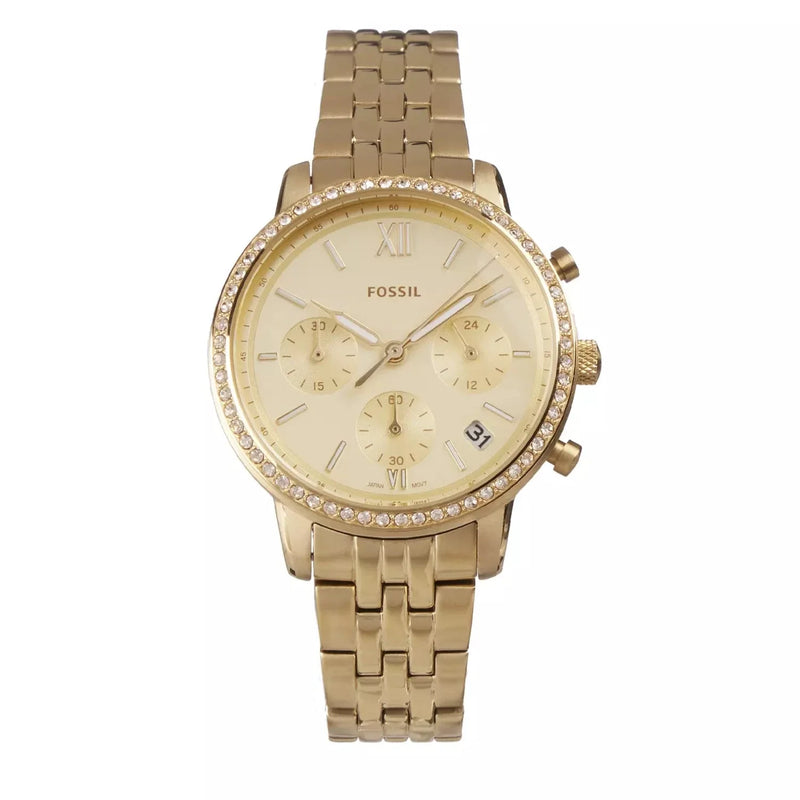 Fossil Neutra Chronograph Gold Dial Gold Steel Strap Watch for Women - ES5219 Buy Now By Fossil