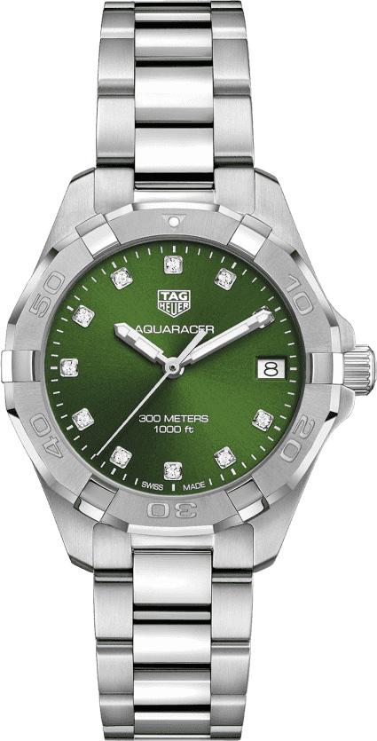 Shop Tag Heuer Aquaracer Diamonds Emerald Green Dial Watch for Women - WBD1316.BA0740 in USA