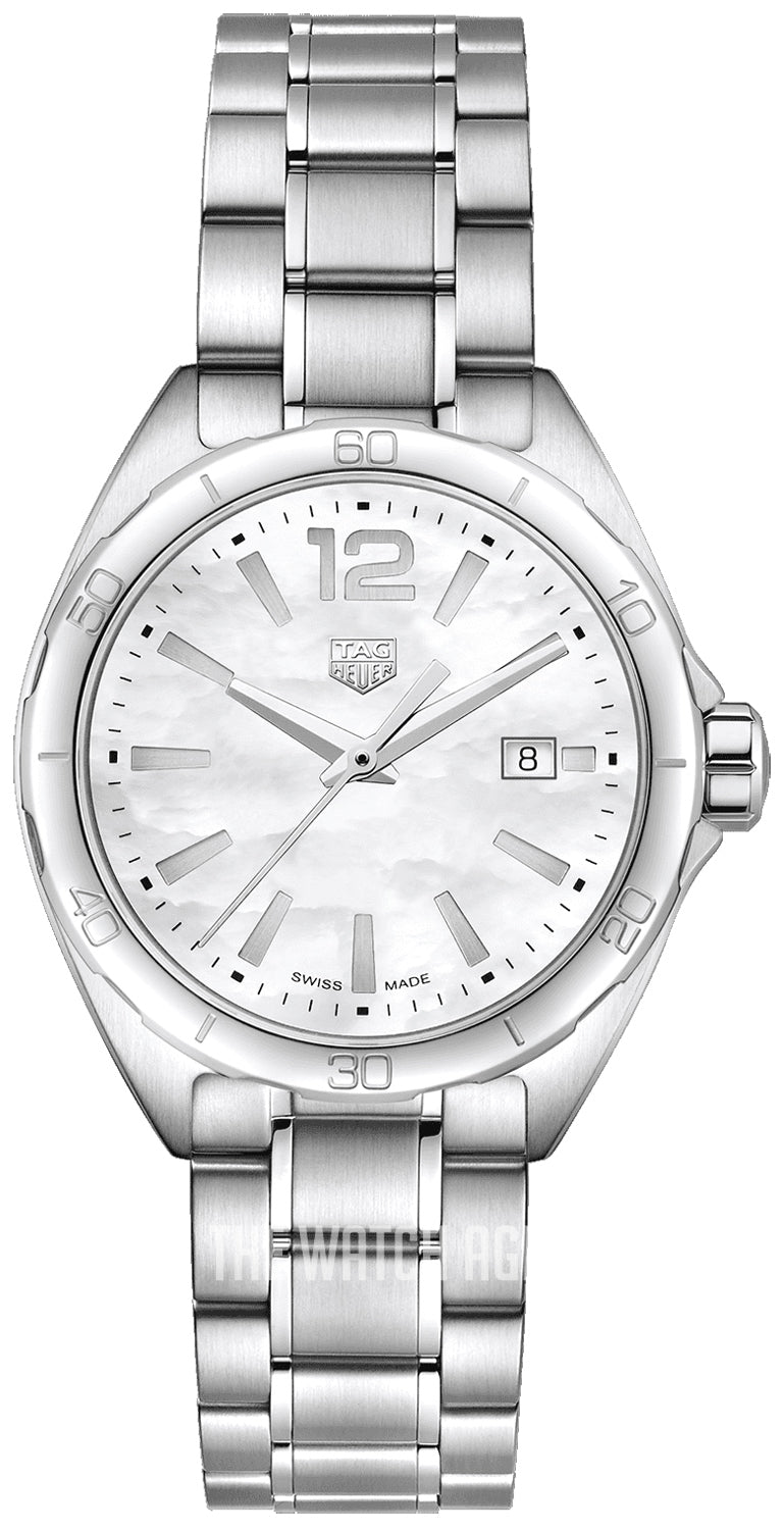 Shop Tag Heuer Formula 1 Quartz Mother of Pearl White Dial Silver Steel Strap Watch for Women - WBJ1418.BA0664 in USA