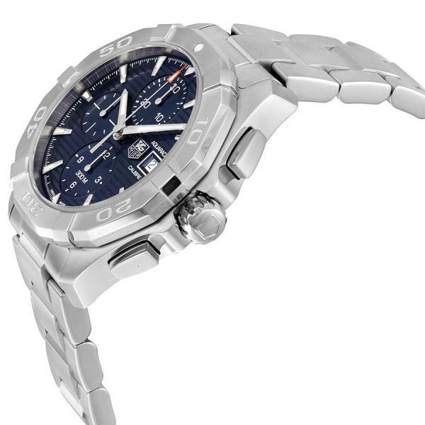 Shop Tag Heuer Aquaracer Caliber 16 Automatic Chronograph Blue Dial Silver Steel Strap Watch for Men - CAY2112.BA0927 in USA