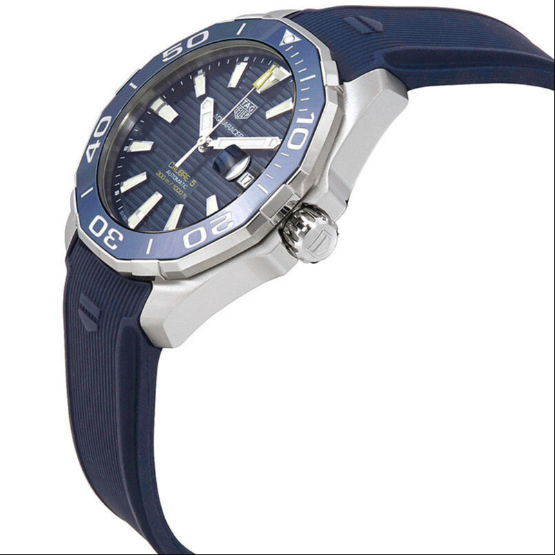 Tag Heuer Aquaracer Calibre 5 Automatic Blue Dial Blue Rubber Strap Watch for Men - WAY201B.FT6150