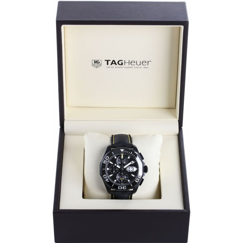 Tag Heuer Aquaracer Chronograph PVD Black Dial Black Nylon Strap Watch for Men - CAY218A.FC6361 Buy Now By Tag Heuer