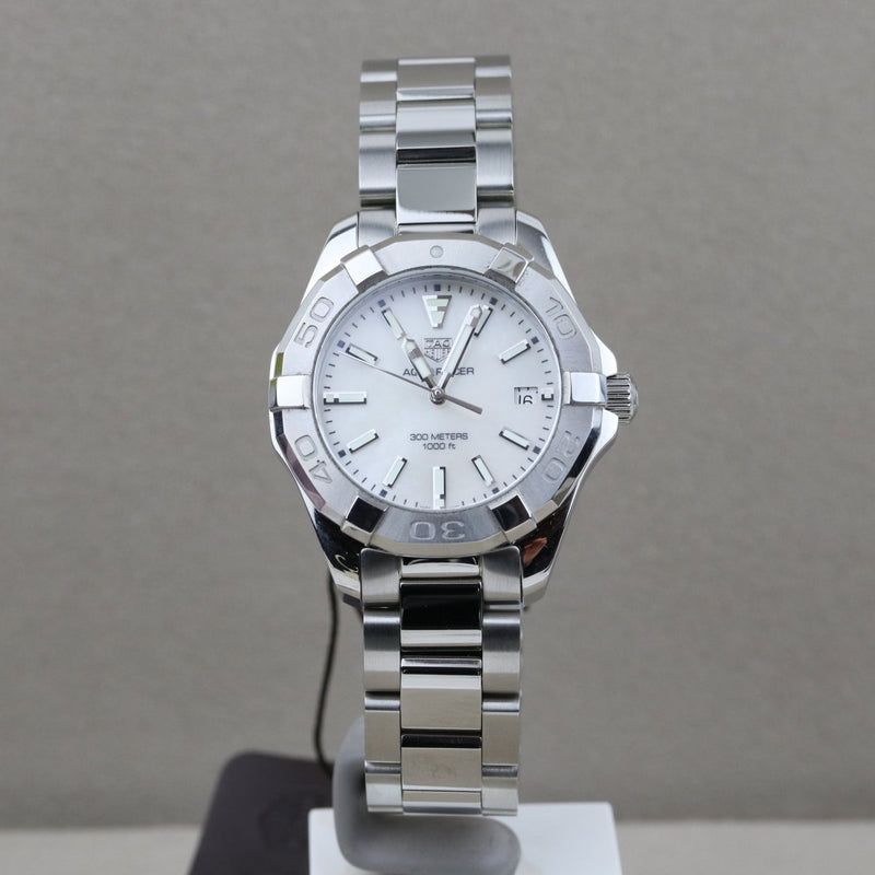 Shop Tag Heuer Aquaracer Mother of Pearl Dial Silver Steel Strap Watch for Women - WBD131A.BA0748 in USA