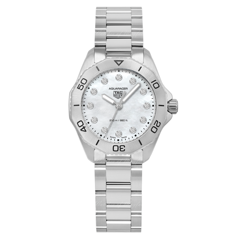 Tag Heuer Aquaracer Professional 200 Quartz Diamond Mother of Pearl Dial Silver Steel Strap Watch for Women - WBP1416.BA0622