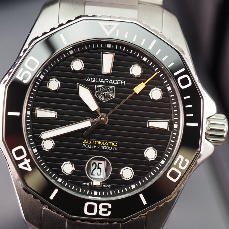 Tag Heuer Aquaracer Professional 300 Automatic Black Dial Silver Steel Strap Watch for Men - WBP201A.BA0632