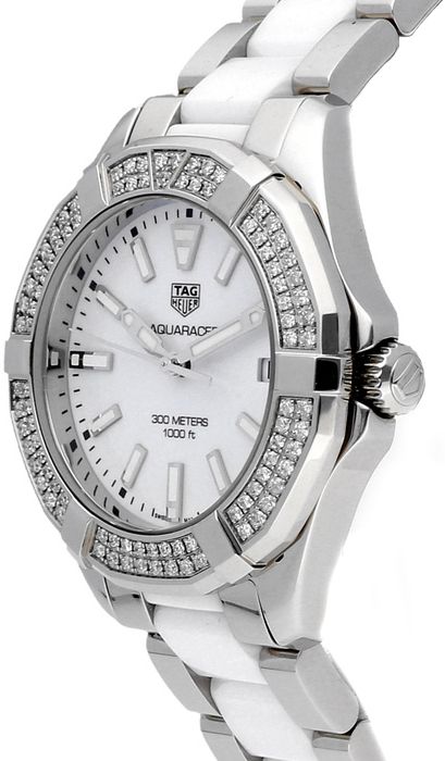 Shop Tag Heuer Aquaracer Diamonds White Dial Two Tone Steel Strap Watch for Women - WAY131F.BA0914 in USA
