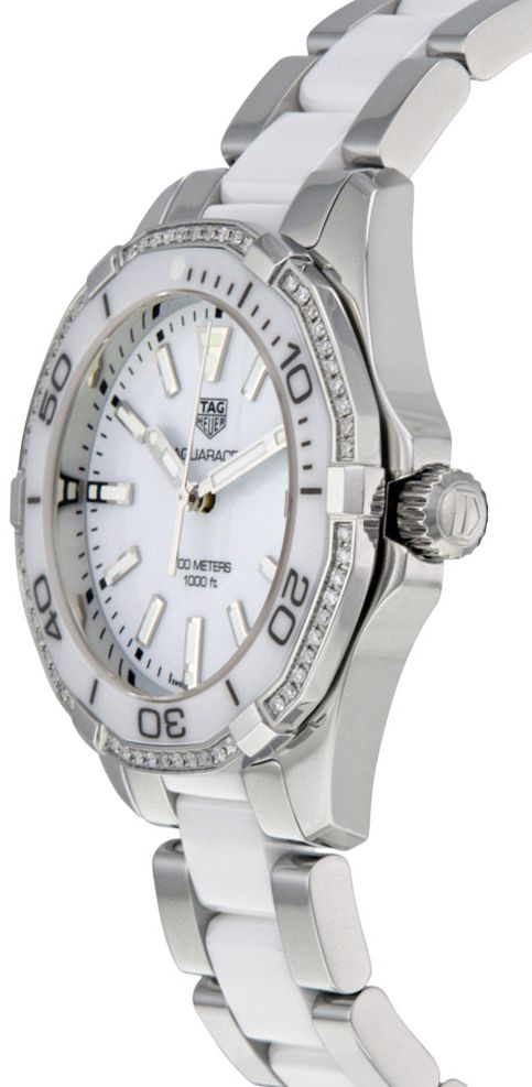 Shop Tag Heuer Aquaracer Diamonds White Dial Two Tone Steel Strap Watch for Women - WAY131H.BA0914 in USA