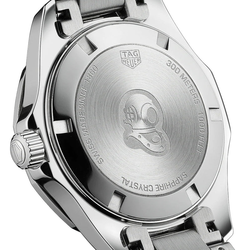 Shop Tag Heuer Aquaracer Quartz Diamonds Black Dial Silver Steel Strap Watch for Women - WAY131P.BA0748 in USA