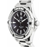 Shop Tag Heuer Aquaracer Quartz Diamonds Black Dial Silver Steel Strap Watch for Women - WAY131P.BA0748 in USA