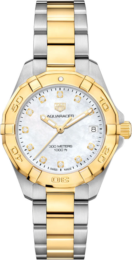 Shop Tag Heuer Aquaracer White Mother of Pearl Dial Watch for Women - WBD1322.BB0320 in USA
