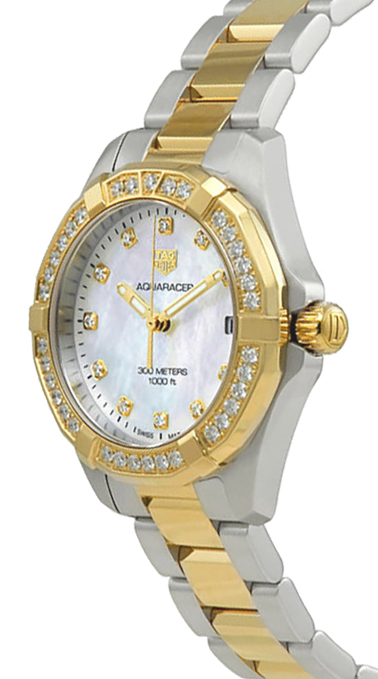 Tag Heuer Aquaracer Diamonds Mother of Pearl Dial Two Tone Steel Strap Watch for Women - WBD1323.BB0320