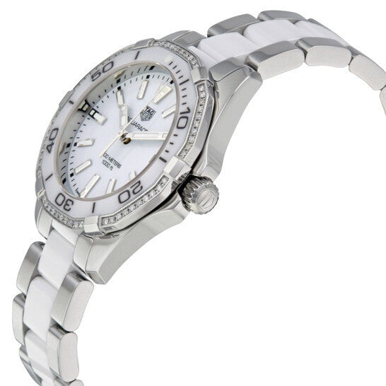 Shop Tag Heuer Aquaracer Diamonds White Dial Two Tone Steel Strap Watch for Women - WAY131H.BA0914 in USA
