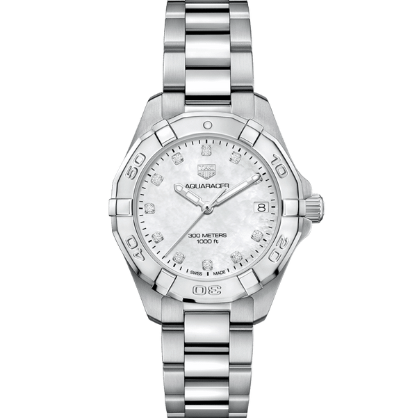 Shop Tag Heuer Aquaracer White Mother of Pearl Dial Watch for Women - WBD1314.BA0740 in USA