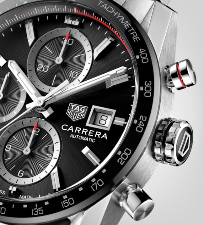 Tag Heuer Carrera Automatic Chronograph Black Dial Silver Steel Strap Watch for Men - CBM2110.BA0651 Buy Now By Tag Heuer