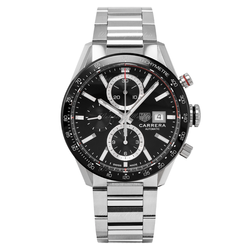 Tag Heuer Carrera Automatic Chronograph Black Dial Silver Steel Strap Watch for Men - CBM2110.BA0651 Buy Now By Tag Heuer