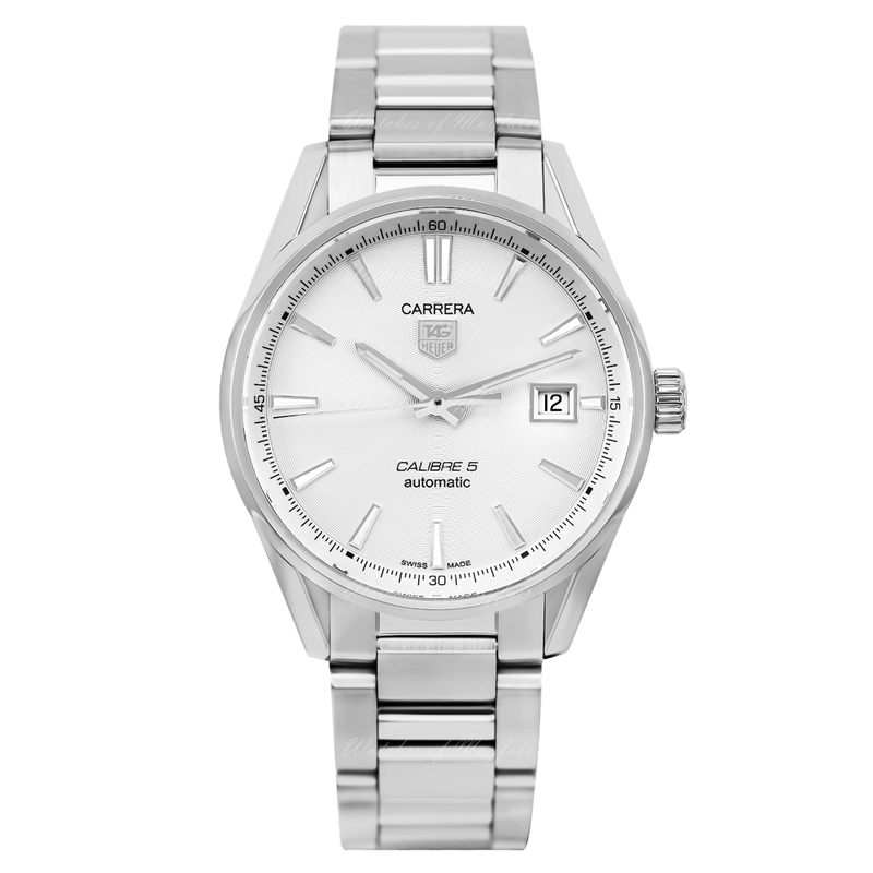 Tag Heuer Carrera Automatic Caliber 5 White Dial Silver Steel Strap Watch for Men - WAR211B.BA0782 Buy Now By Tag Heuer