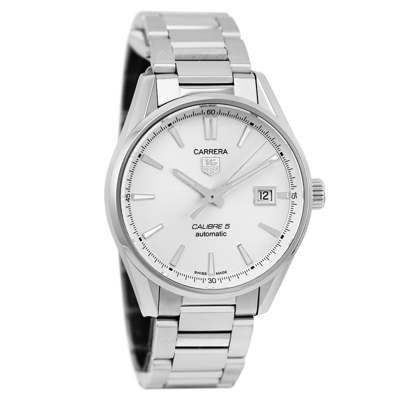 Tag Heuer Carrera Automatic Caliber 5 White Dial Silver Steel Strap Watch for Men - WAR211B.BA0782 Buy Now By Tag Heuer