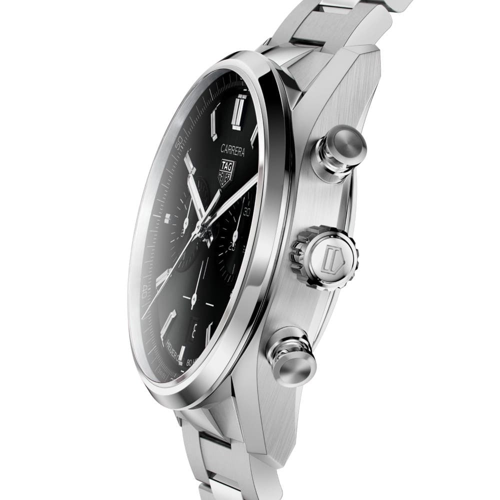 Tag Heuer Carrera Chronograph Black Dial Silver Steel Strap Watch for Men - CBN2010.BA0642