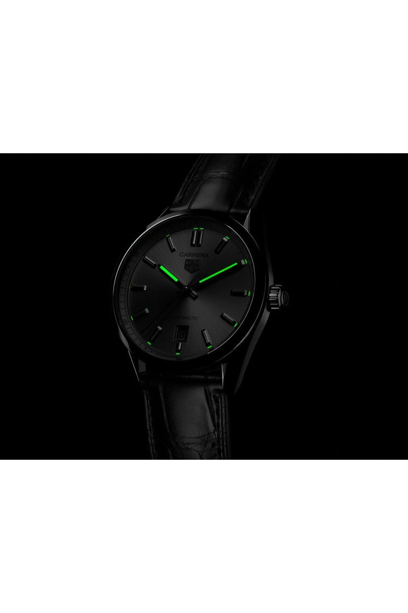 Tag Heuer Carrera Date Silver Dial Black Leather Strap Watch for Men - WBN2111.FC6505