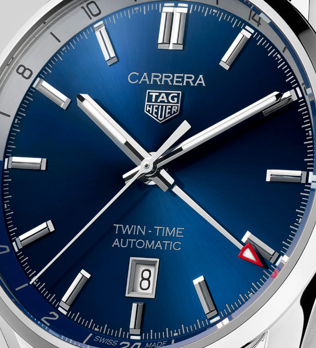 Tag Heuer Carrera Twin Time Blue Dial Silver Steel Strap Watch for Men - WBN201A.BA0640 Buy Now By Tag Heuer