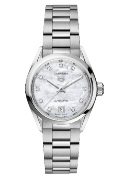 Tag Heuer Carrera Diamonds Mother of Pearl Dial Silver Steel Strap Watch for Women - WBN2412.BA0621