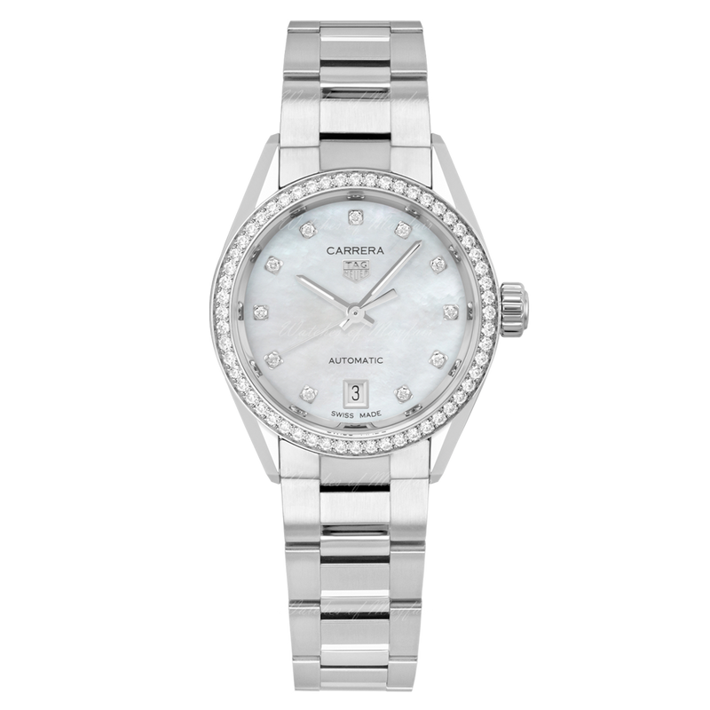 Tag Heuer Carrera Date Diamonds Mother of Pearl Dial Silver Steel Strap Watch for Women - WBN2414.BA0621 Buy Now By Tag Heuer