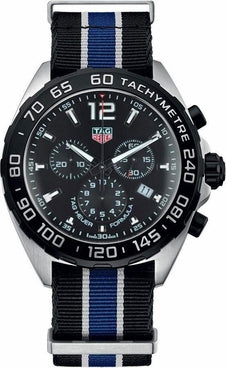Shop Tag Heuer Formula 1 Quartz Chronograph Black Dial Two Tone NATO Strap Watch for Men - CAZ1010.FC8197 in USA