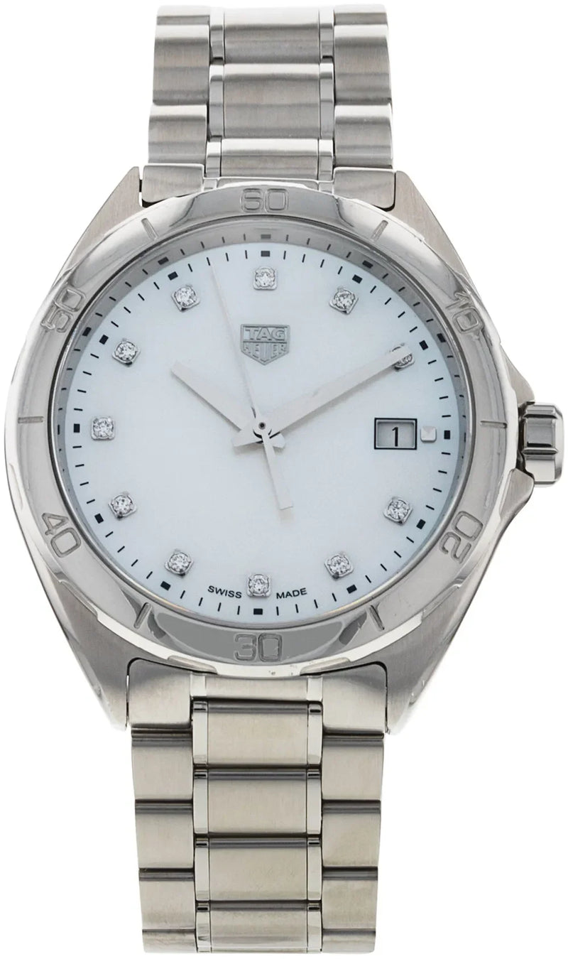 Shop Tag Heuer Formula 1 Diamonds Mother Of Pearl White Dial Silver Steel Strap Watch for Women - WBJ1419.BA0664 in USA