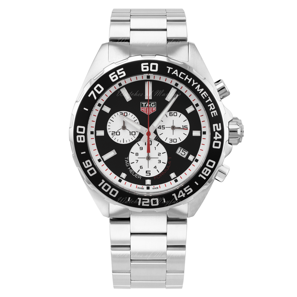 Tag Heuer Formula 1 Chronograph Black Dial Silver Steel Strap Watch for Men - CAZ101E.BA0842