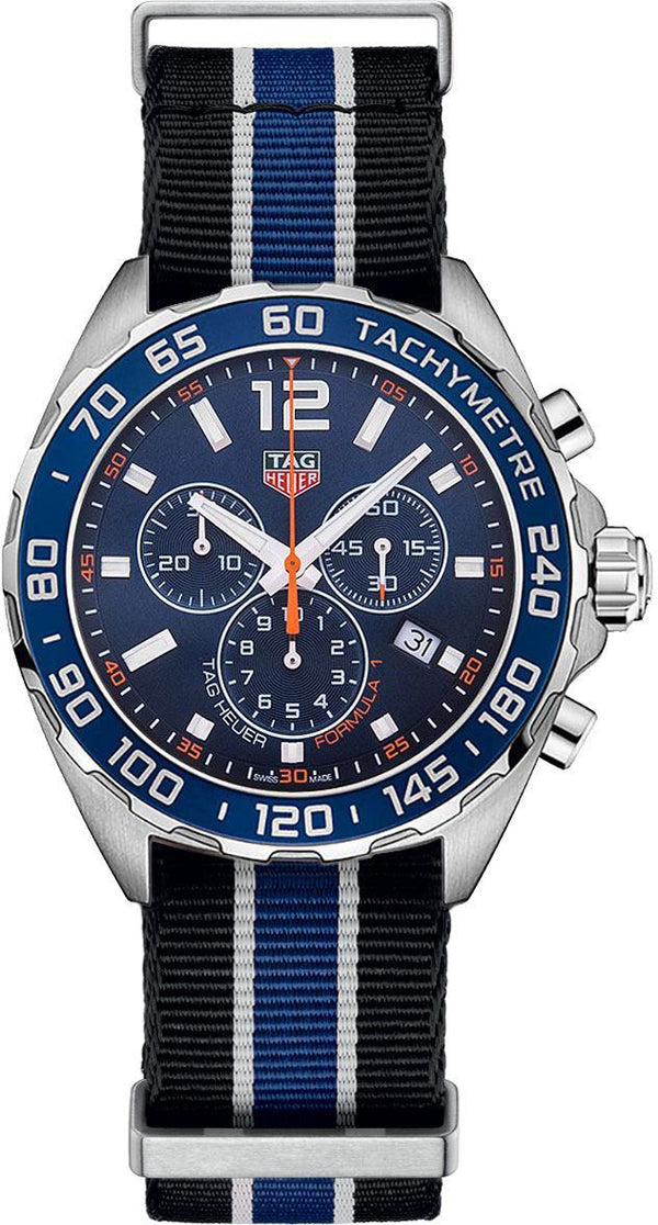 Shop Tag Heuer Formula 1 Chronograph Blue Dial Two Tone NATO Strap Watch for Men - CAZ1014.FC8197 in USA