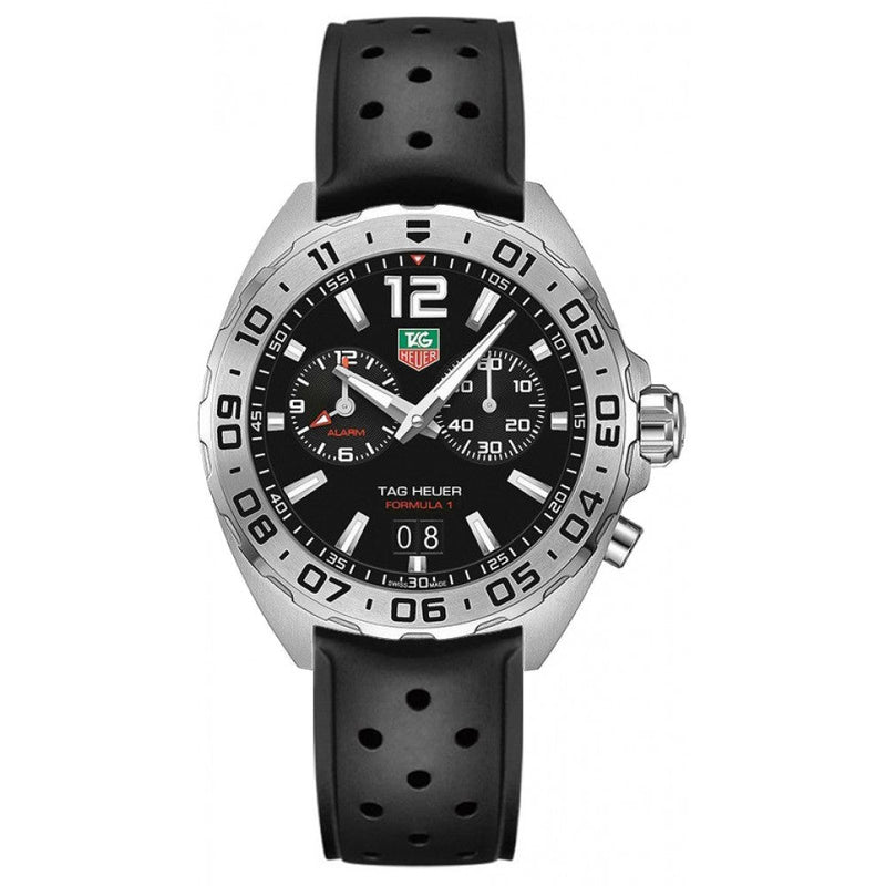 Tag Heuer Formula 1 Alarm Quartz Black Dial Black Rubber Strap Watch for Men - WAZ111A.FT8023 Buy Now By Tag Heuer