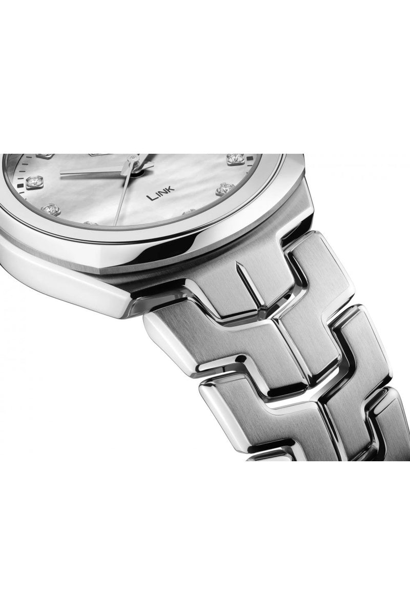 Shop Tag Heuer Link Quartz Diamonds Mother of Pearl Dial Silver Steel Strap Watch for Women - WBC1312.BA0600 in USA
