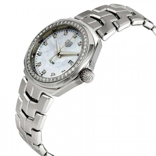 Shop Tag Heuer Link Quartz Diamonds Mother of Pearl Dial Silver Steel Strap Watch for Women - WBC1316.BA0600 in USA