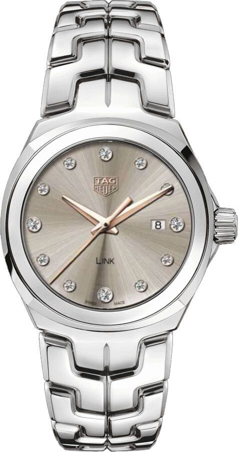 Shop Tag Heuer Link Quartz Brown Dial Silver Steel Strap Watch for Women - WBC131E.BA0649 in USA