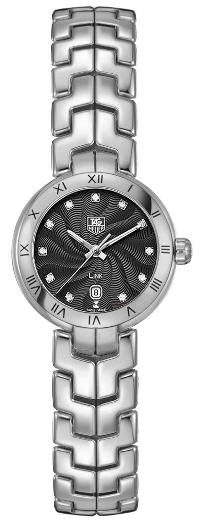 Shop Tag Heuer Link Quartz Diamonds Black Dial Silver Steel Strap Watch for Women - WAT1410.BA0954 in USA