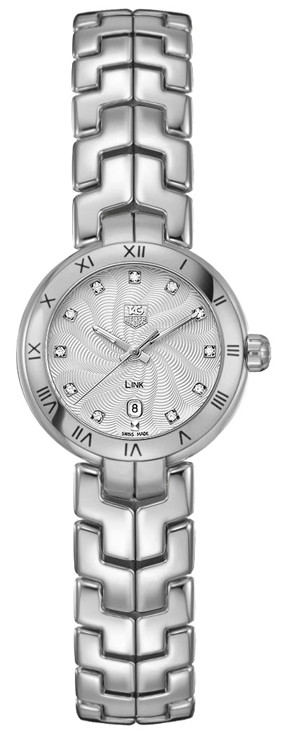 Shop Tag Heuer Link Diamonds Mother of Pearl Dial Silver Steel Strap Watch for Women - WAT1411.BA0954 in USA