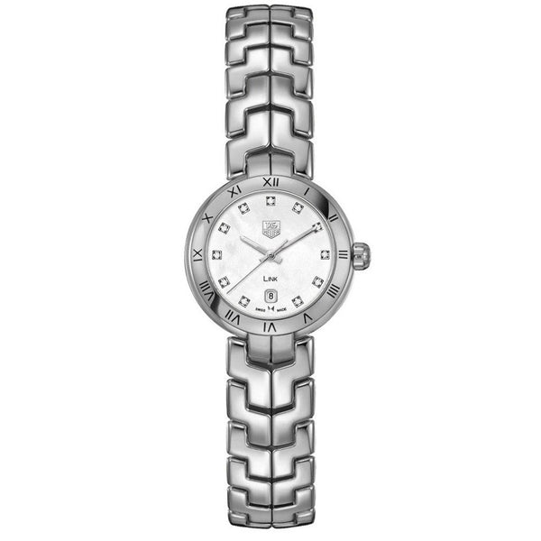 Shop Tag Heuer Link Diamonds Mother of Pearl Dial Silver Steel Strap Watch for Women - WAT1417.BA0954 in USA