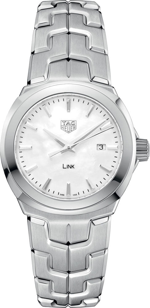 Shop Tag Heuer Link Quartz Mother of Pearl Dial Silver Steel Strap Watch for Women - WBC1310.BA0600 in USA