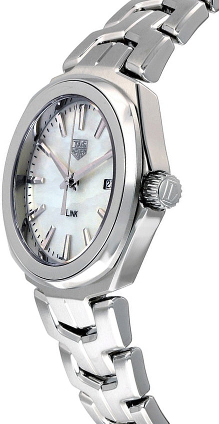 Shop Tag Heuer Link Quartz Mother of Pearl Dial Silver Steel Strap Watch for Women - WBC1310.BA0600 in USA