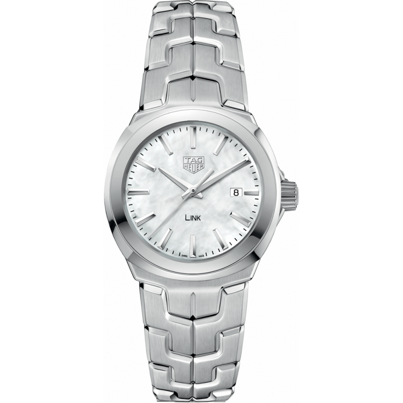 Shop Tag Heuer Link Quartz Mother of Pearl Dial Silver Steel Strap Watch for Women - WBC1310.BA0600 in USA